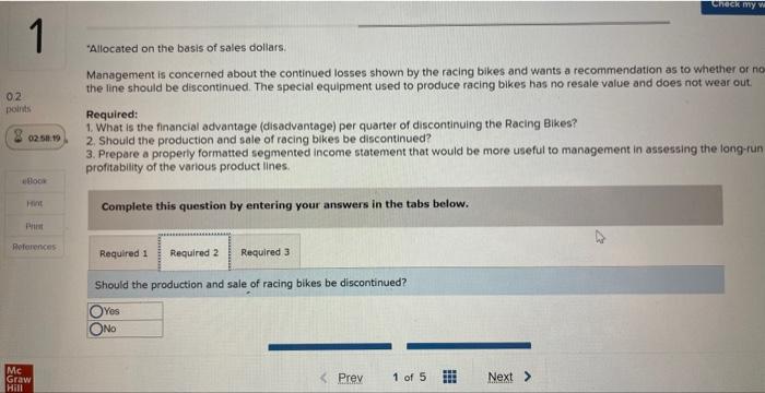 a mountain bike, and a racing bike. Data on sales and expenses