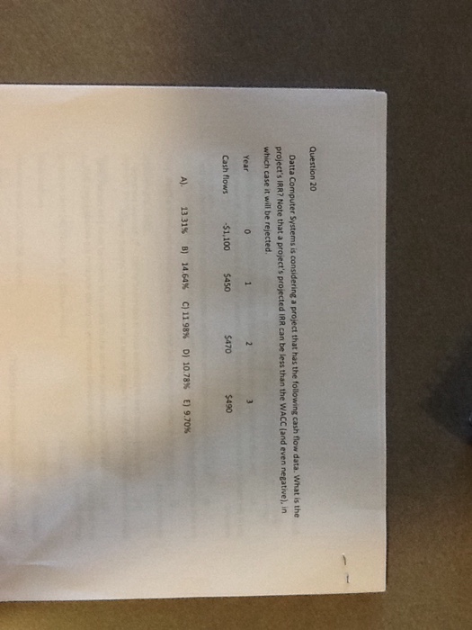  Data computer system is considering a project that has the following