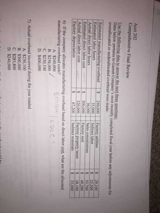  Having trouble with #7. Use the following data to answer the