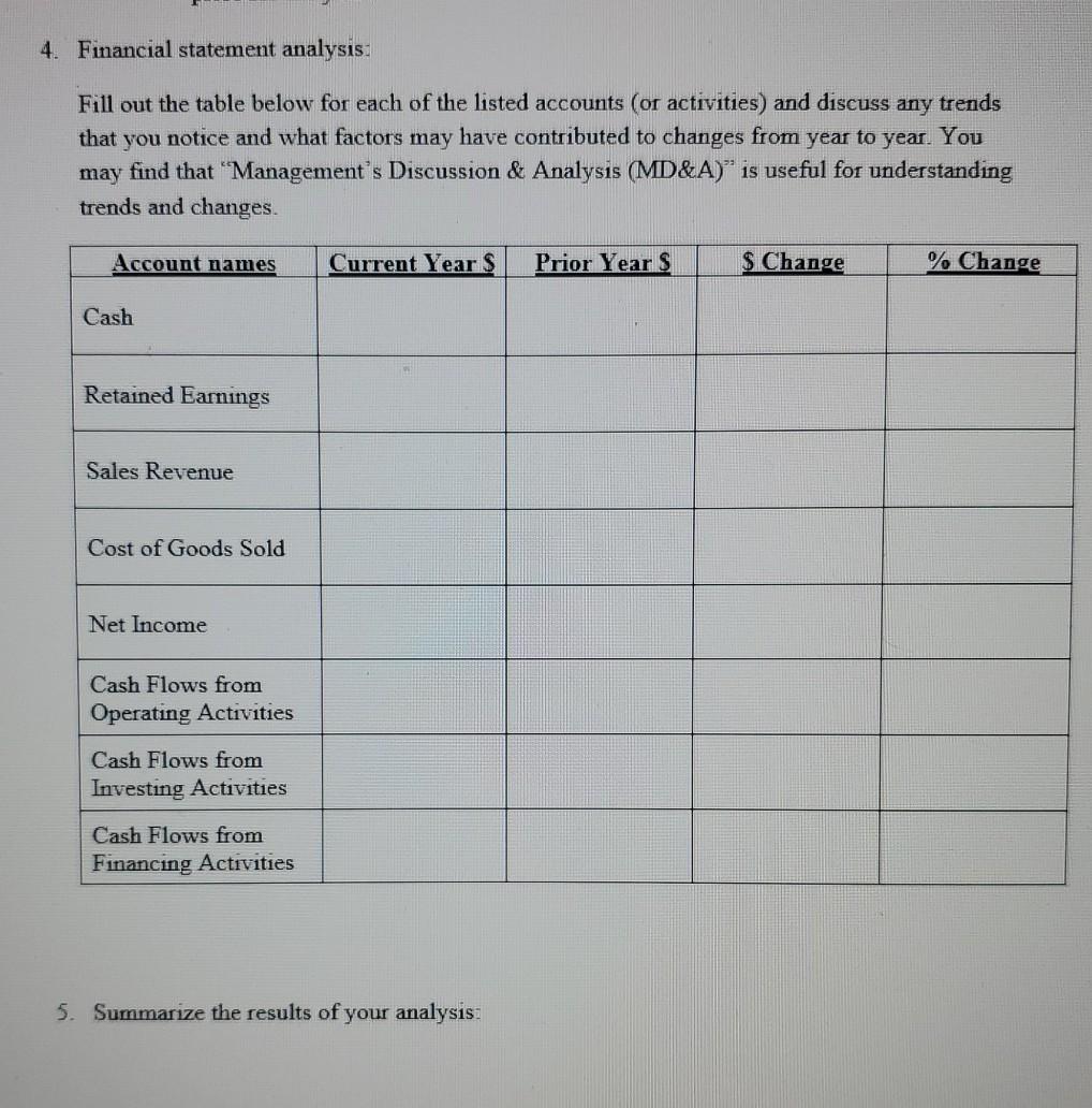  Using Adidas's most recent form 10-k fill out the table and