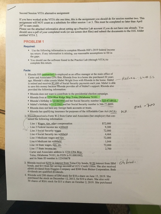  Second Session VITA alternative assignment If you have worked at the