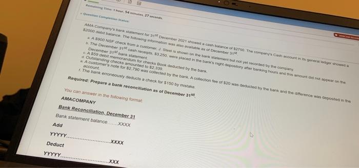 please answer in the same format Deduct YYYYY. Remaining time 1hour, 54