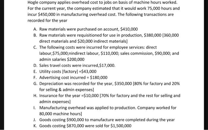3 QUESTION 1 The Polar company uses job-order costing system. The following