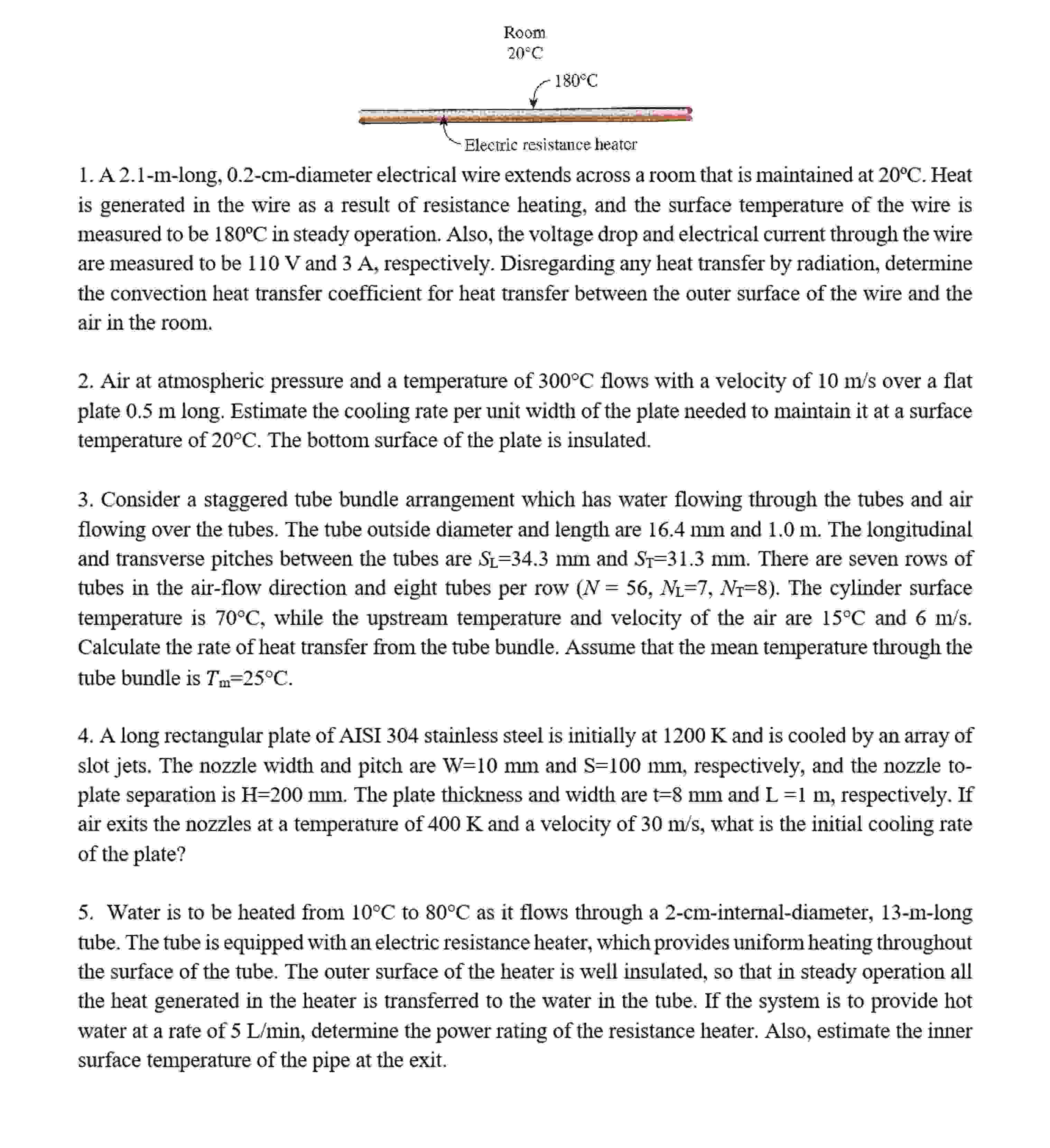  A 2.1-m-long, 0.2-cm-diameter electrical wire extends across a room that is