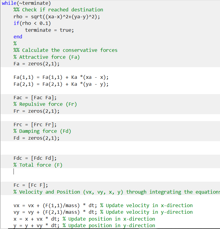  Generate code to rectify calculation of repulsive forces and damping forces