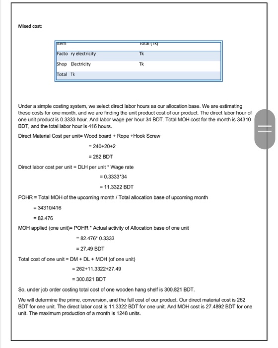 determine the price of your product. State areason behind the selection of