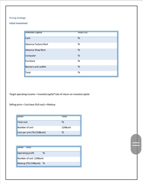 determine the price of your product. State a reason behind the selection