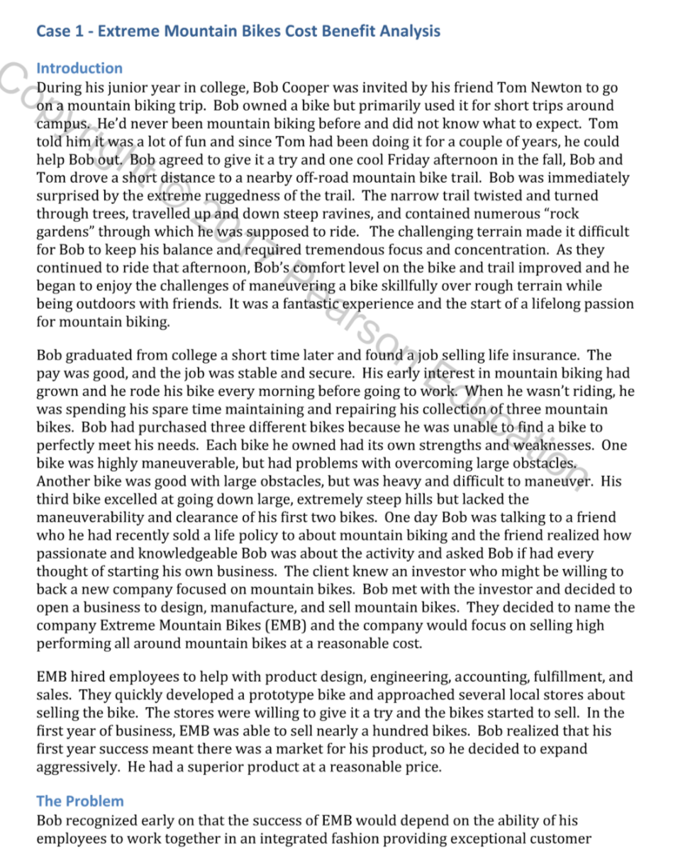 Only need help on filling out the excel formats. Case 1 -