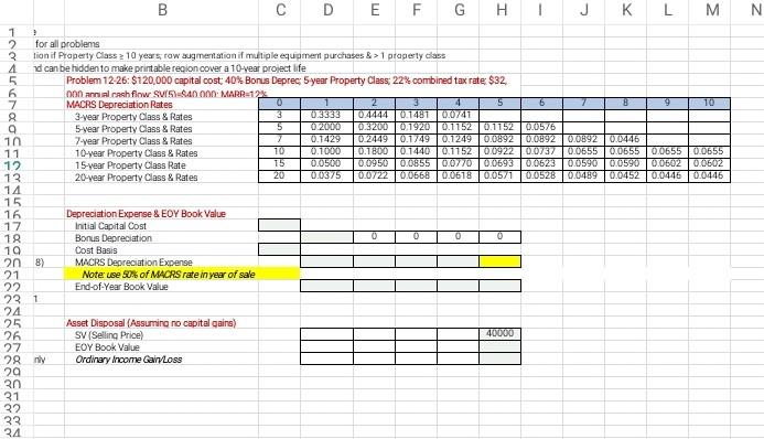 please solve the table below and show all formulas used. thanks B