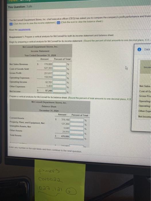 averages for the industry. The CEO has given you the company's income
