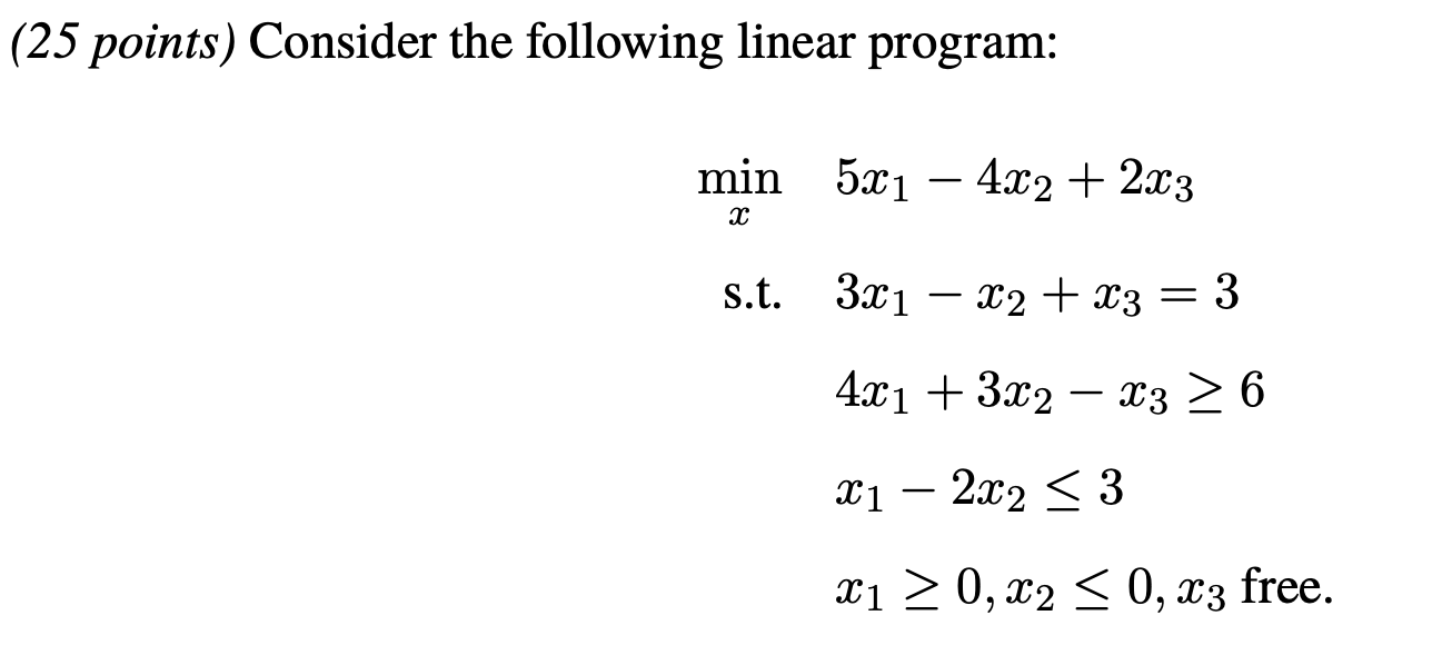  (a) Solve the primal linear program. Do not transform the problem