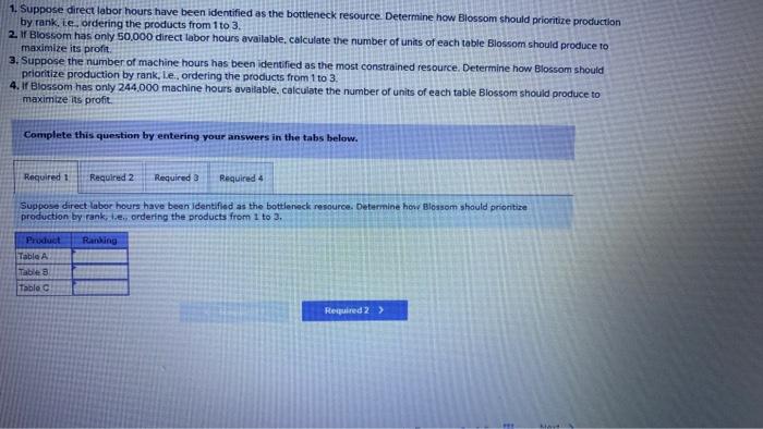 small compary that manufactures three versions of patio tables. Unit information for