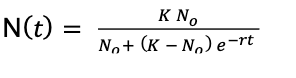 dtdN=rN(KN) N(t)=No+(KNo)ertKNo
