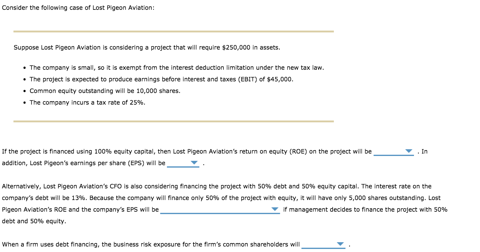 the drop down options for the first blank are: 14.85%, 16.20%, 13.50%,