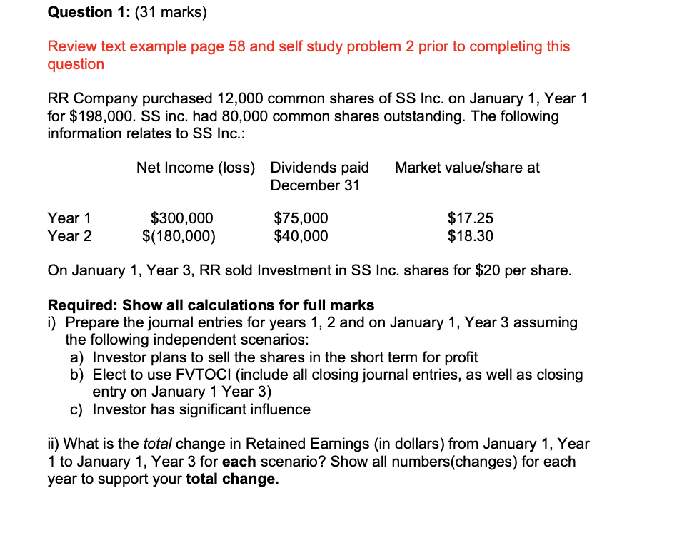 Question 1: (31 marks) Review text example page 58 and self