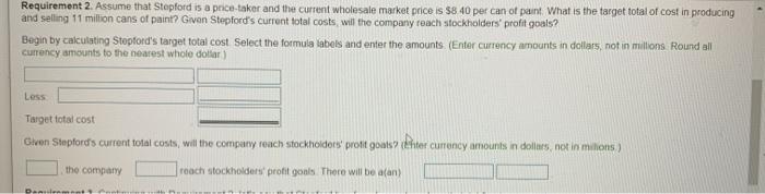paint to home improvement stores. Stepford's only plant can produce up to