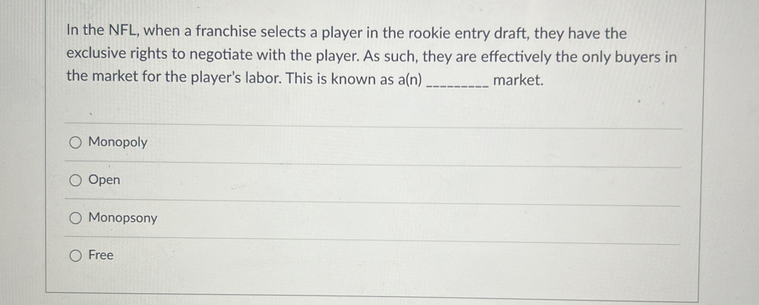  In the NFL, when a franchise selects a player in the