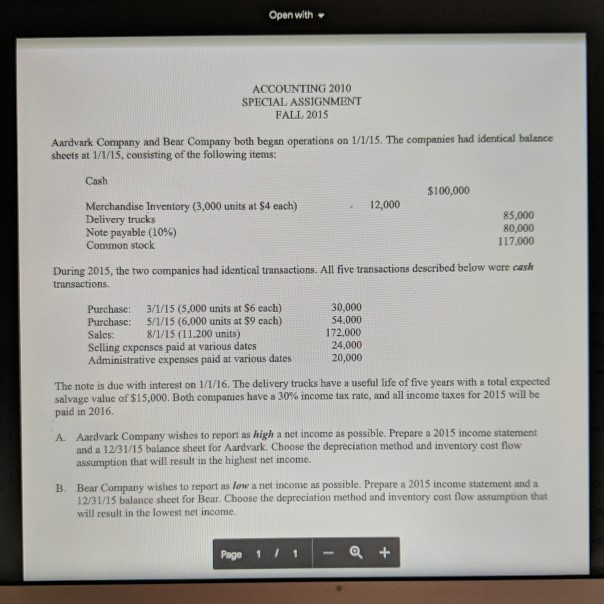  Can someone solve this for A & B? Open with ACCOUNTING