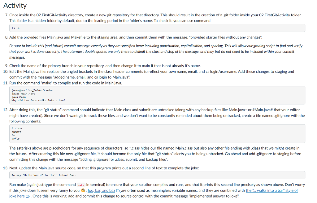 need code from the Activity part (step 7). Please be quick! 1.