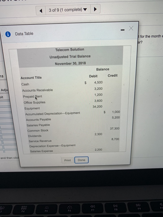  + 3 of 9 (1 complete) A Data Table t for