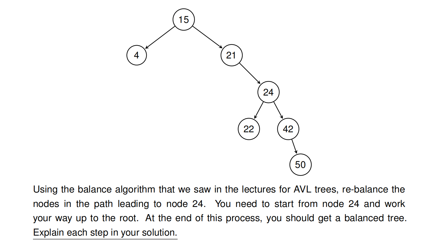 This question part is about AVL trees. Consider the following partially-correct AVL