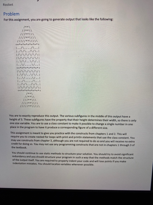 Write a Java program Rocket Problem For this assignment, you are going