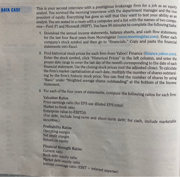 on the Data Case assignment located at the end of chapter 2