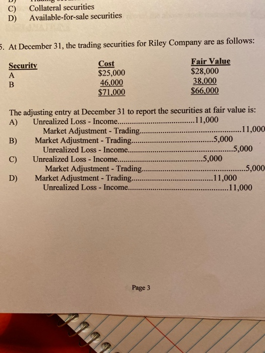 Heyy guys I need help with this question Collateral securities Available-for-sale securities