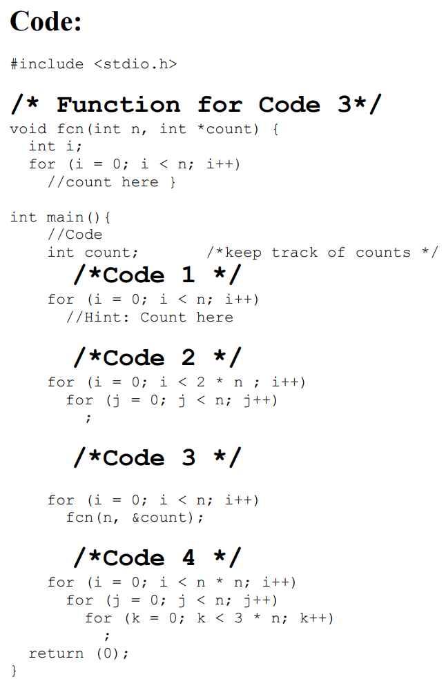 provide Big O and Big Omega for each. In addition, copy the