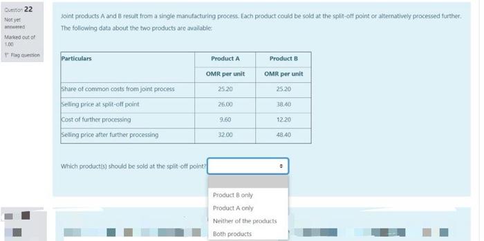 yet answered Marked out of 1.00 F Flag question The following data