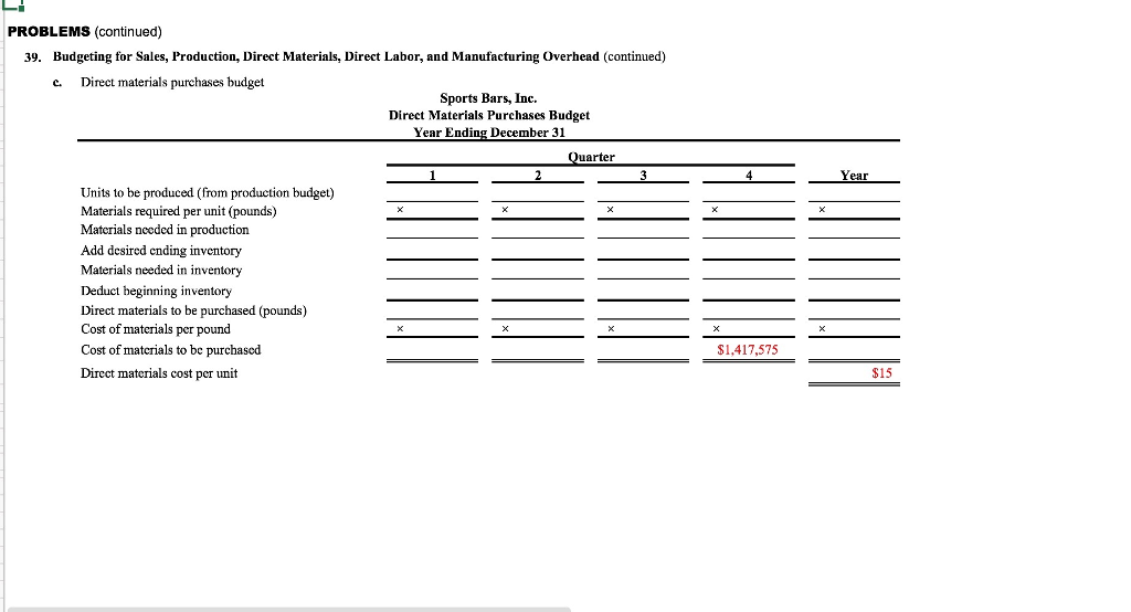 energy bars and sells them by the case (1 unit = 1