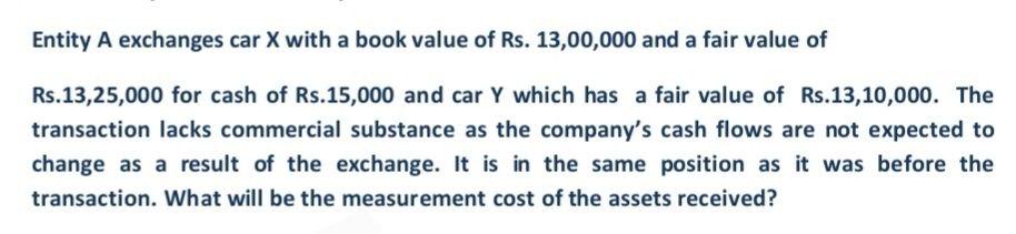 Do only if you know Entity A exchanges car X with a