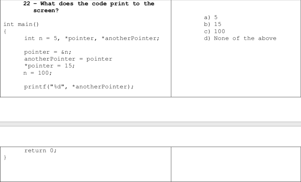 that the user enters 15 when asked to enter a number a)