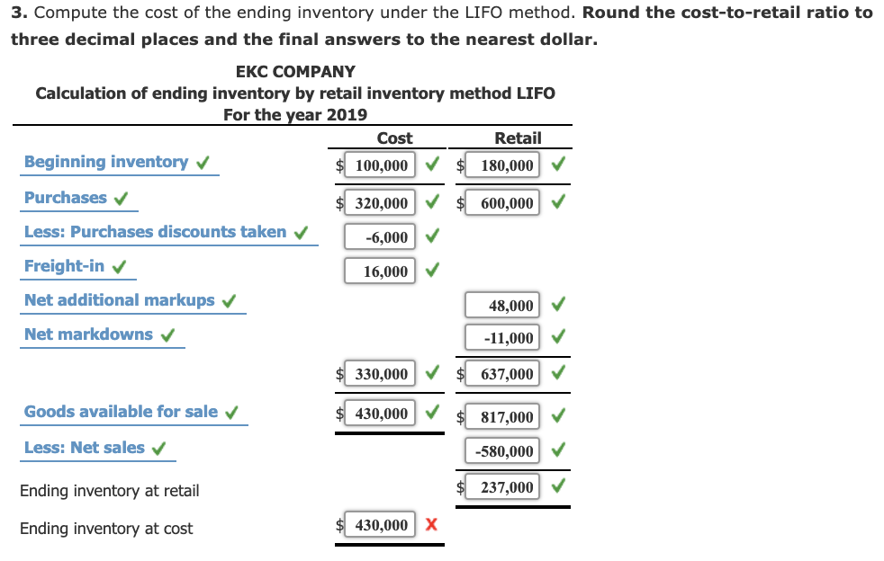 The following information for 2019 is available: Cost Retail $100,000 $180,000 Markup