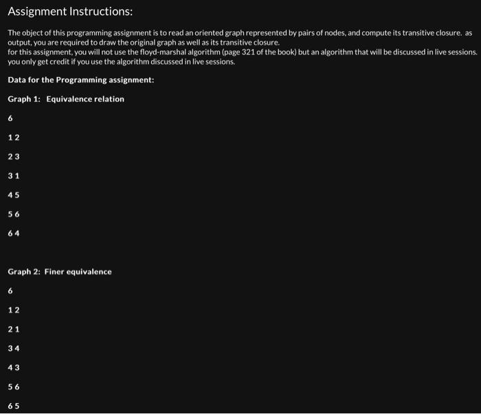Please help.You will be using the transitive closure algorithm which is the