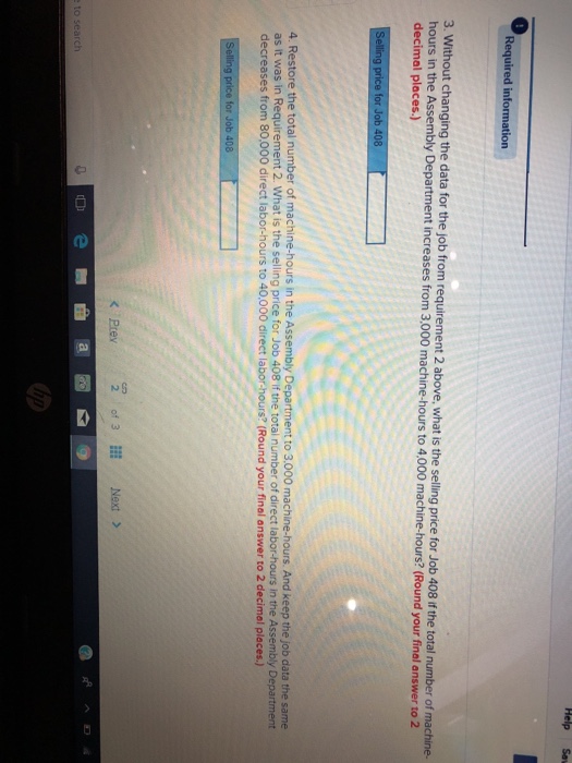 overhead cost for the Miling Department in the area back to $390,000,