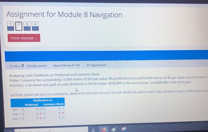  Assignment for Module 8 Navigation Finish attempt ... Question 2 Partially