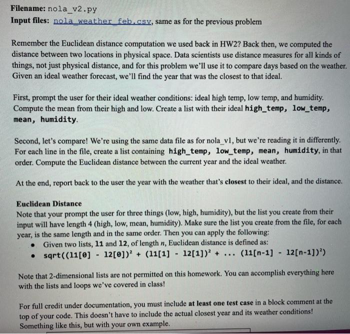 so much! Filename: nola_v1.py Also submit: A screenshot (or download) of your