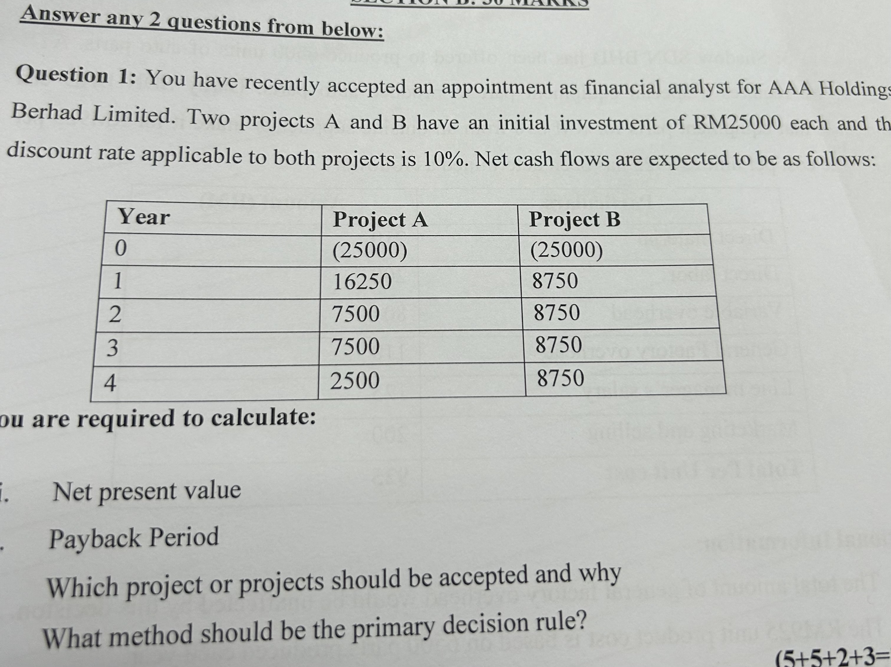  Answer any 2 questions from below: Question 1: You have recently