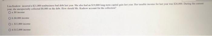 help year, abe unc epectedly collected 58,000 on the debt. How sheald