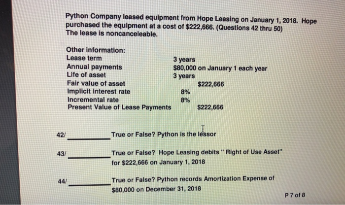 a Sales-type lease with selling profit True or False? Hope Leasing would
