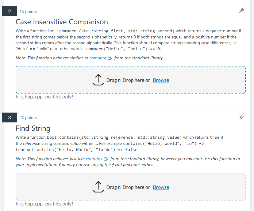 Case Insensitive Comparison Write a function int icompare (std: string first,