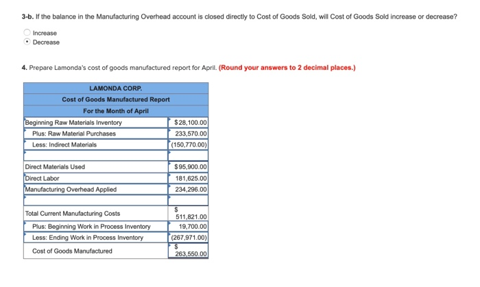 advance!! Lamonda Corp. uses a job order cost system. On April 1,