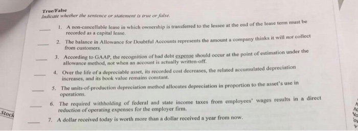  Just True/ False questions True/False ndicate whether the sentence or statement