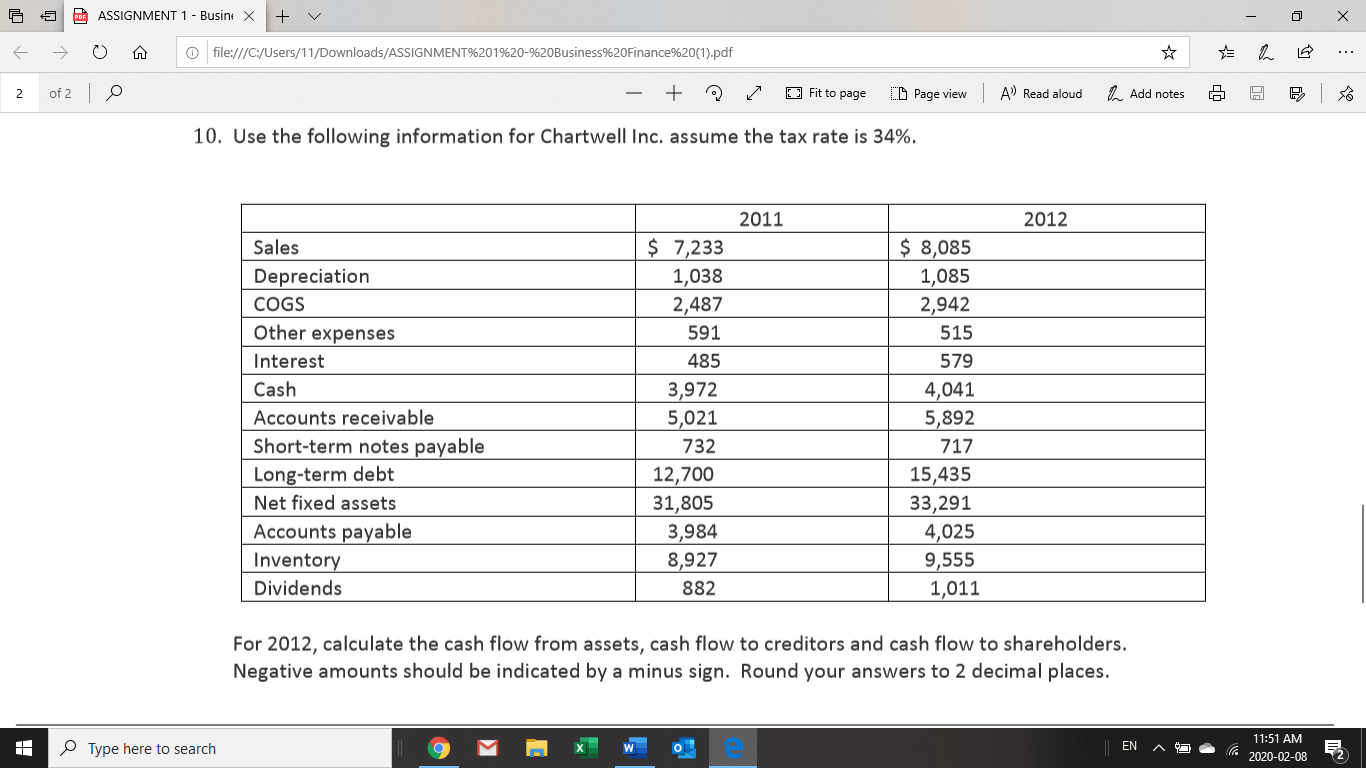  6 5 ASSIGNMENT 1 - Busin: x + V - 0