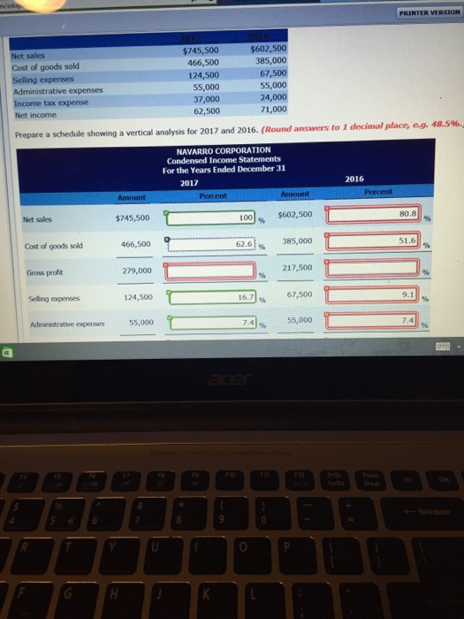  Prepare a schedule showing a vertical analysis for 2017 and 2016