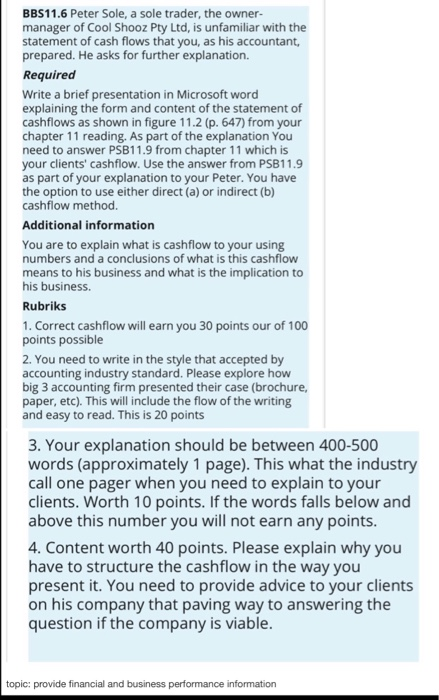  how to explain to the client based on the question BBS11.6