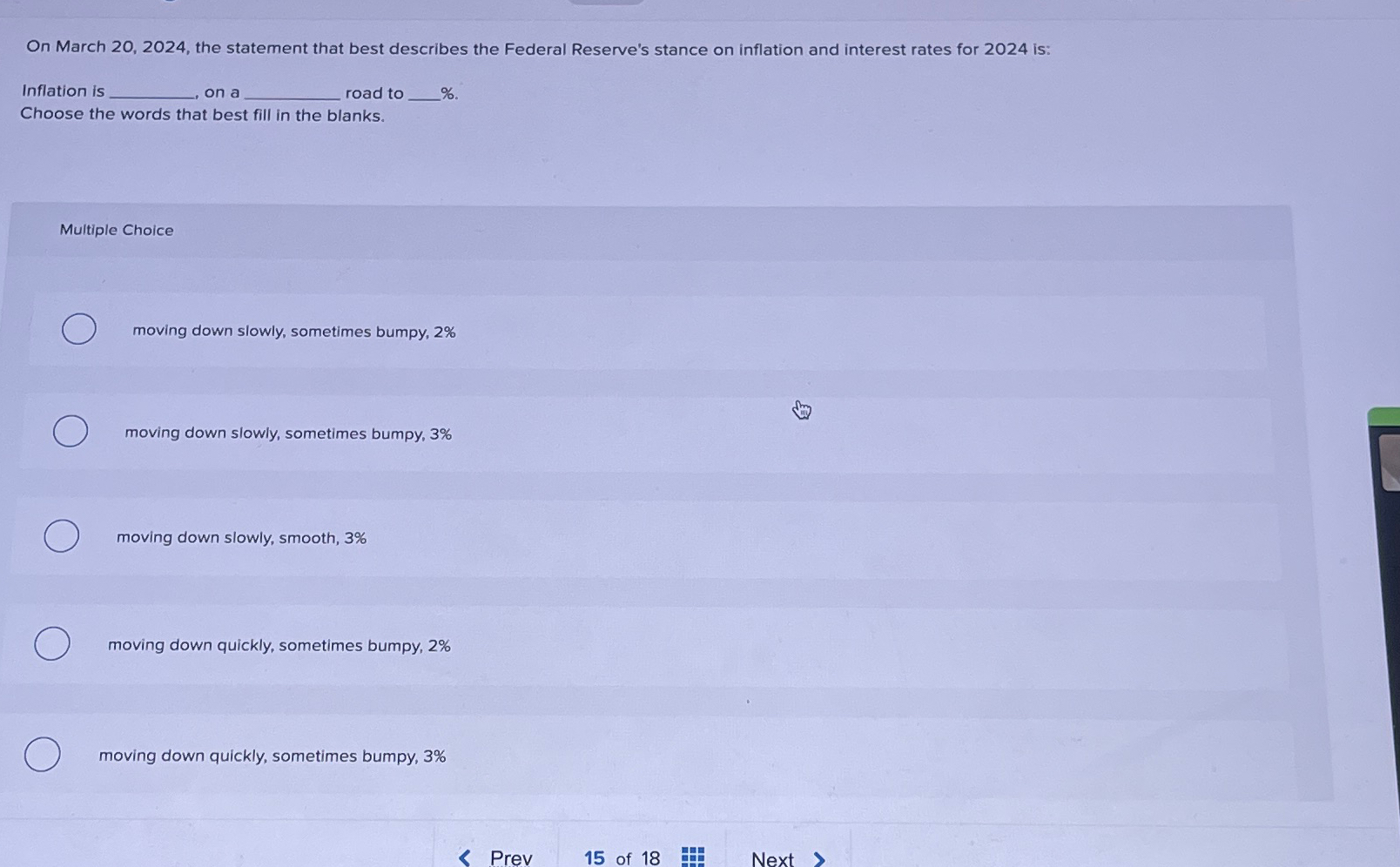  On March 20,2024, the statement that best describes the Federal Reserve's