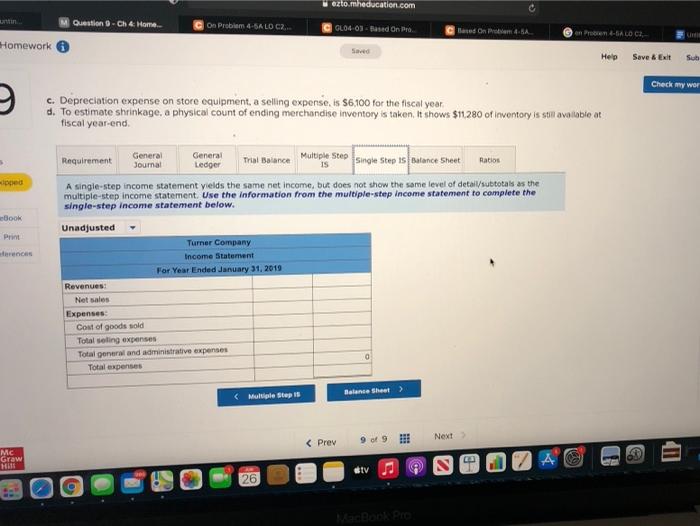 expense are equally divided between selling activities and general and administrative activities.