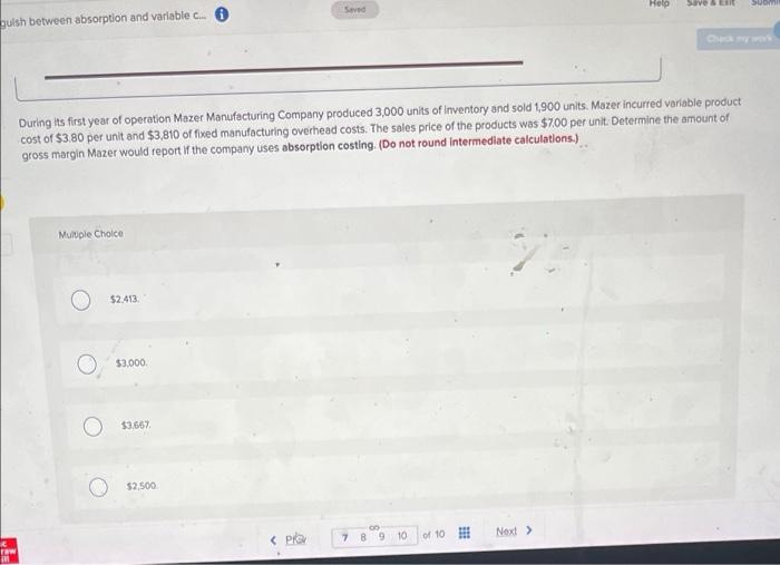  guish between absorption and variable c... Seved Help Save Ext SUBMI